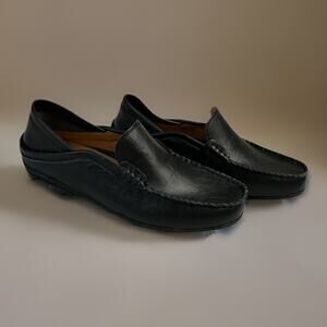 GO TOUR Men's 7 Premium Genuine Hand-made Black Leather Casual Slip-on Loafers